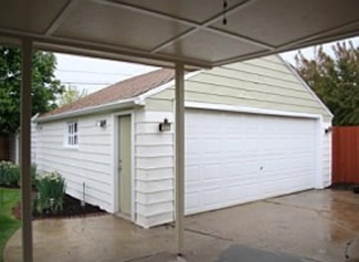 Detached double garage with workshop