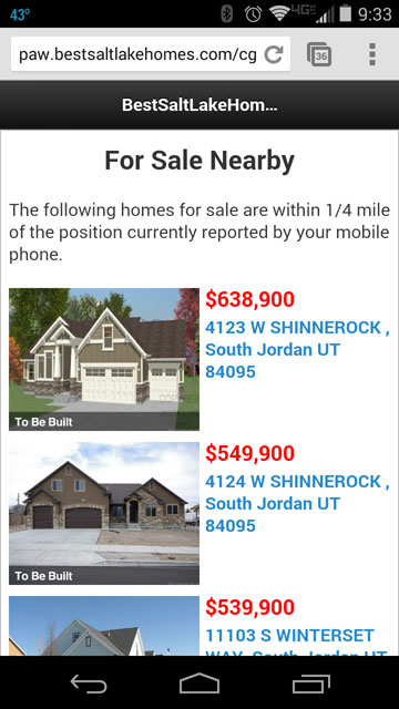 Show Salt Lake Home Listings Near Your Current Location