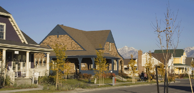 typical row of houses in Daybreak