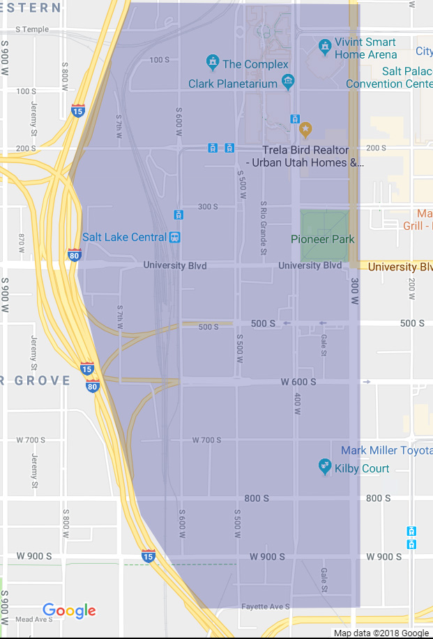 Warehouse District Map Salt Lake City